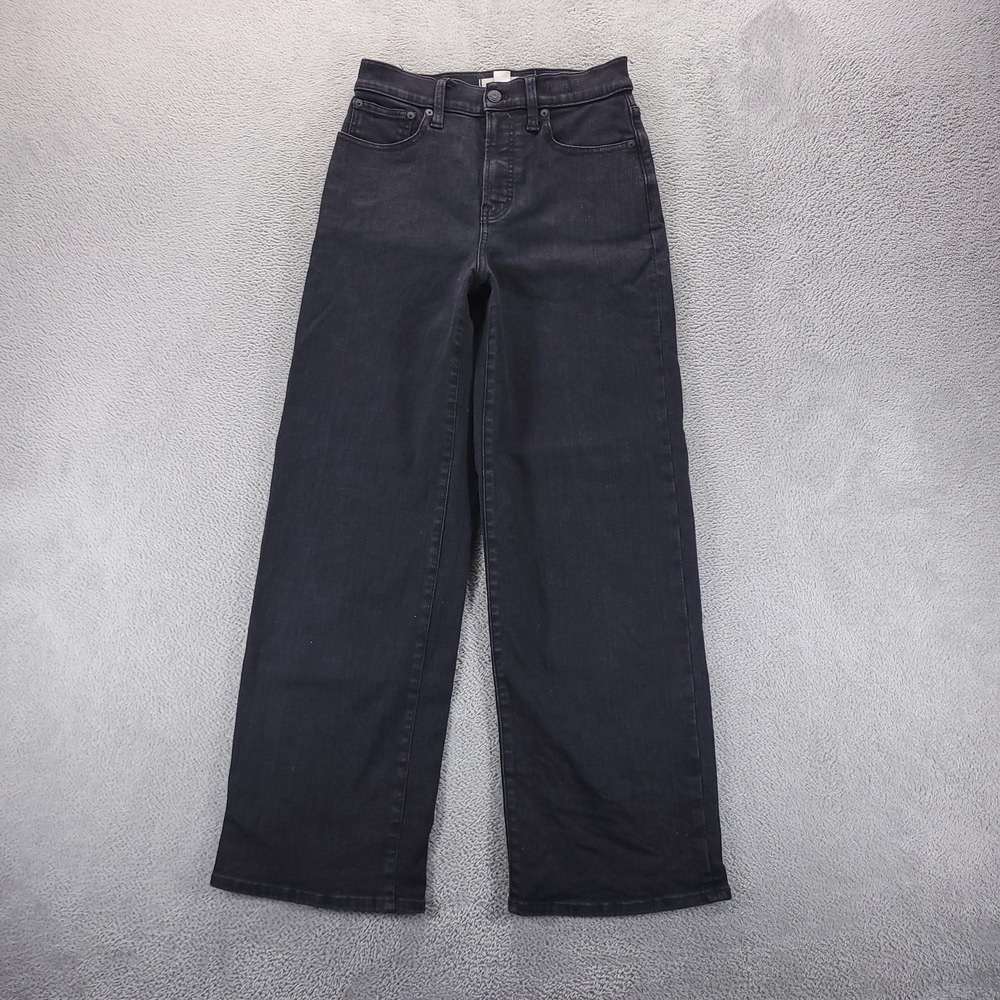Madewell Jeans Womens 26 Black The Perfect Vintage Wide Leg High Rise Denim